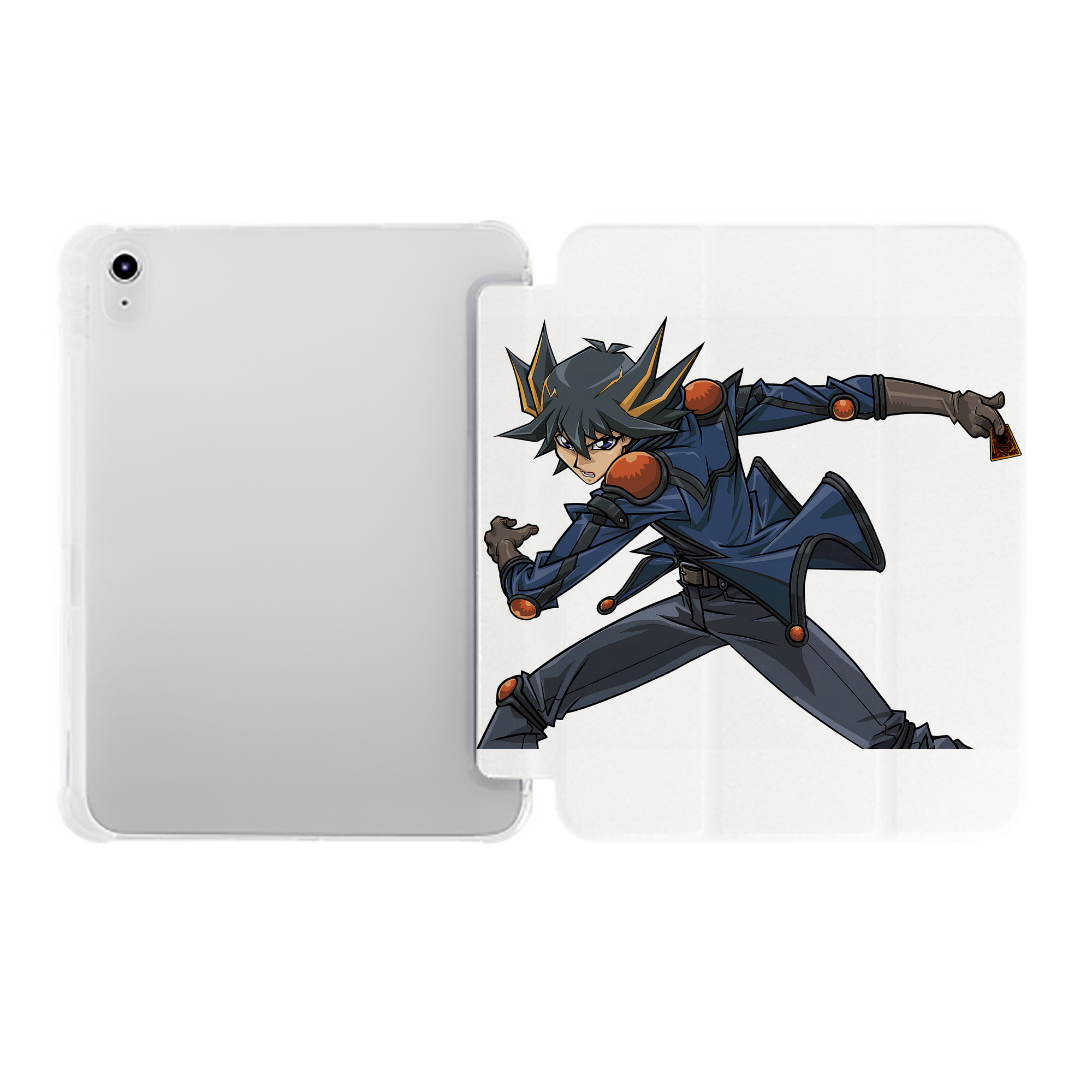 （画像用） 遊☆戯☆王 Yu-Gi-Oh! IPad ケース ペン収納付き 三つ折りスタンド PUレザー×シリコン 対応機種9.5/10.5/10.9インチ